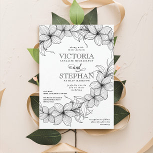 Elegant Sweeping Floral Botanical Spring Wedding Invitation