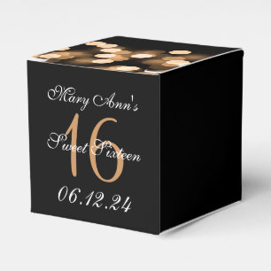 Elegant Sweet 16 Birthday Hollywood Glam Gold Favour Box