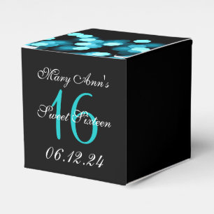 Elegant Sweet 16 Birthday Hollywood Glam Turquoise Favour Box
