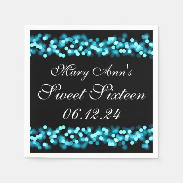 Elegant Sweet 16 Birthday Hollywood Glam Turquoise Napkin (Front)