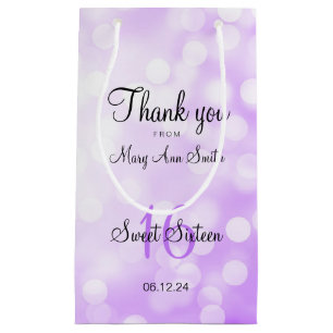 Elegant Sweet 16 Birthday Purple Glitter Lights Small Gift Bag