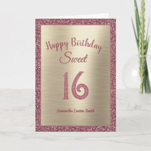 Elegant Sweet 16 Birthday Rose Gold Glitter Card