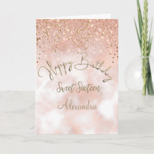 Elegant Sweet 16 Birthday Rose Gold Sparkle Card