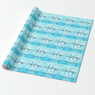 Elegant Sweet 16 Birthday Turquoise Glitter Lights Wrapping Paper