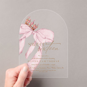 Elegant Sweet 16 Blush Pink Birthday Acrylic Invitations