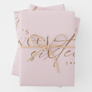 Elegant Sweet 16 Blush Pink Birthday  Wrapping Paper Sheet
