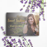 elegant sweet 16 gold chic calligraphy photo  invitation<br><div class="desc">elegant sweet sixteen  gold chic calligraphy photo invitation, custom</div>