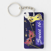 Elegant Sweet 16 Masquerade Masks Key Chain