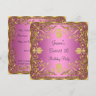 Elegant Sweet 16 pink Gold Invitation