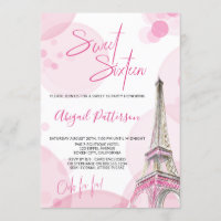Elegant Sweet 16 Pink White Paris Birthday
