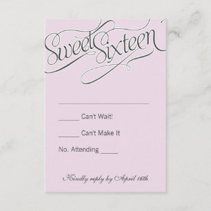 Elegant Sweet 16 RSVP in Pale Pink Card