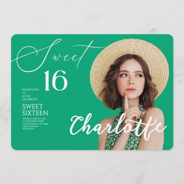 Elegant Sweet 16 Save the Date Birthday Invitation (Front)