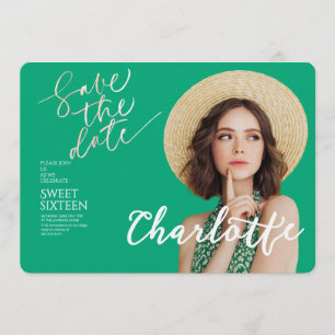 Elegant Sweet 16 Save the Date Birthday Invitation