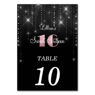 Elegant Sweet 16 table number card