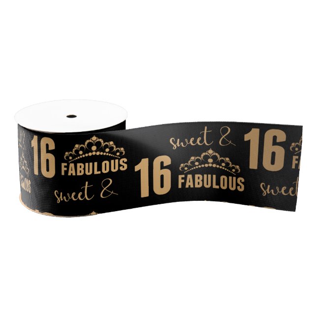 Elegant Sweet 16 Typography Grosgrain Ribbon (Spool)