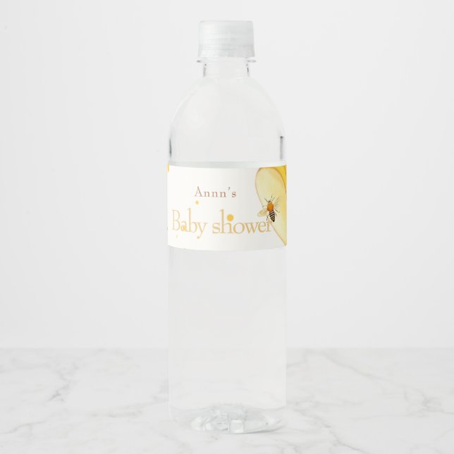 Elegant Sweet as can bee baby shower  Water Bottle Label (Front)