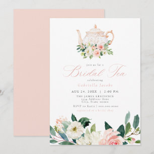 Elegant & Sweet Blush Pink Floral Bridal Tea Invitation