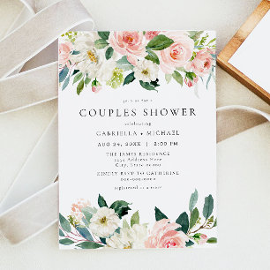 Elegant & Sweet Blush Pink Floral Couples Shower Invitation