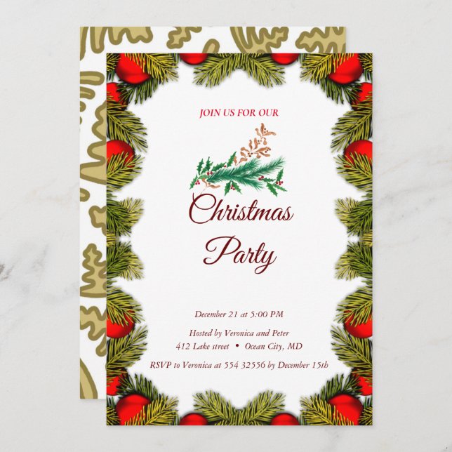 Elegant sweet Christmas invitation (Front/Back)