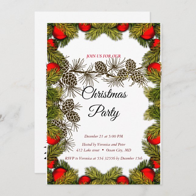 Elegant sweet Christmas invitation (Front/Back)