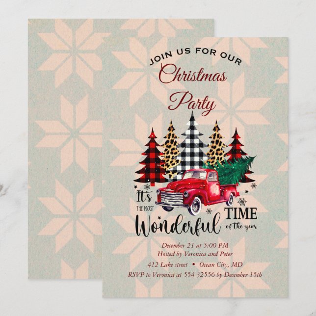 Elegant sweet Christmas invitation (Front/Back)