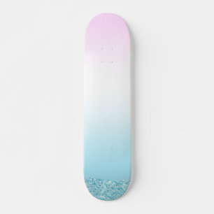 Elegant sweet colourful gradient glitter Rainbow Skateboard