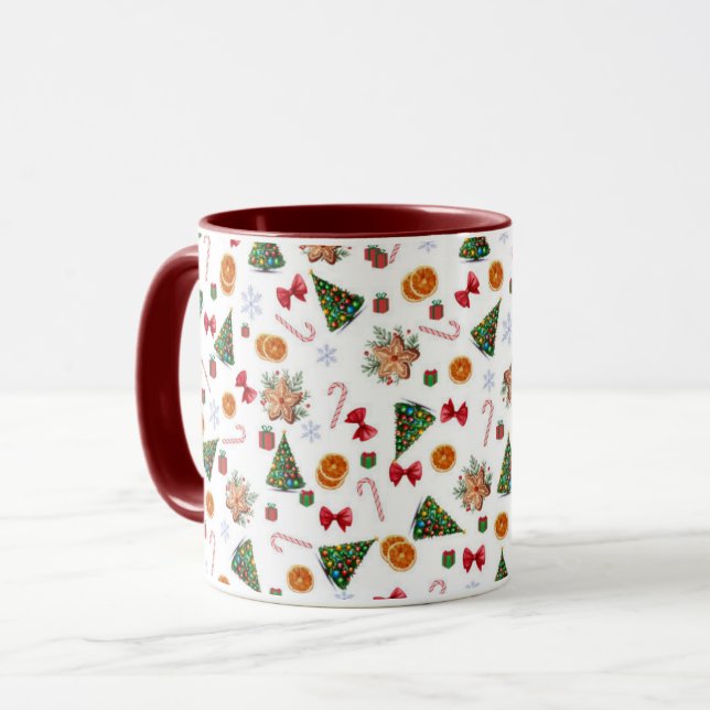 Elegant Sweet Cute Christmas Cookies Candy Cane Mug (Front Left)