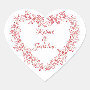 Elegant Sweet Cute Red Heart Valentines Day Heart Sticker
