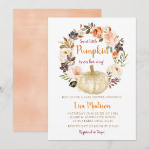 Elegant Sweet Little Pumpkin Baby Shower Invitation