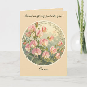 Elegant Sweet Pea Birth Month Flower Card