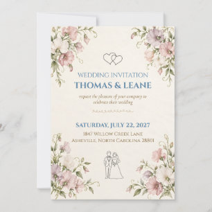Elegant Sweet Pea Floral Wedding Invitation