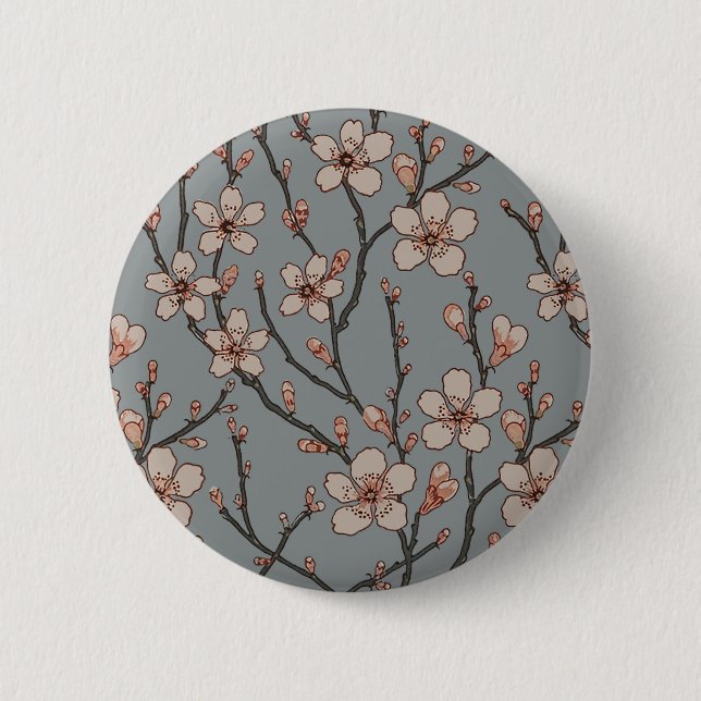 Elegant Sweet Pink Flower Blossom Cherry Pattern 6 Cm Round Badge (Front)
