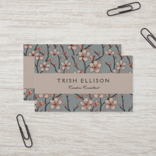 Elegant Sweet Pink Flower Blossom Cherry Pattern Business Card