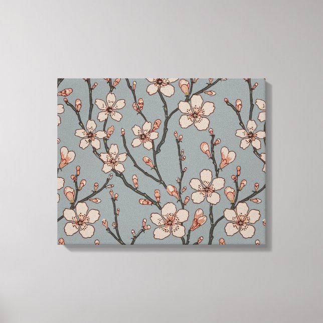 Elegant Sweet Pink Flower Blossom Cherry Pattern Canvas Print (Front)