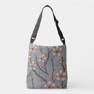 Elegant Sweet Pink Flower Blossom Cherry Pattern Crossbody Bag