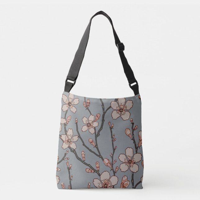 Elegant Sweet Pink Flower Blossom Cherry Pattern Crossbody Bag (Front)