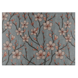 Elegant Sweet Pink Flower Blossom Cherry Pattern Cutting Board