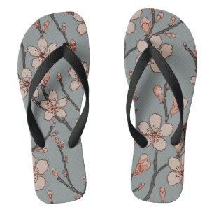 Elegant Sweet Pink Flower Blossom Cherry Pattern Flip Flops