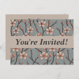 Elegant Sweet Pink Flower Blossom Cherry Pattern Invitation