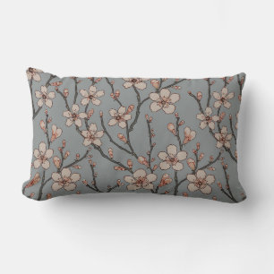 Elegant Sweet Pink Flower Blossom Cherry Pattern Lumbar Cushion