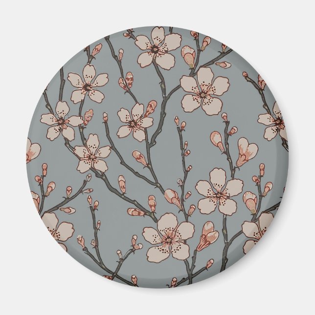 Elegant Sweet Pink Flower Blossom Cherry Pattern Magnet (Front)