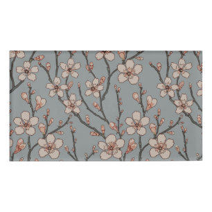 Elegant Sweet Pink Flower Blossom Cherry Pattern Name Tag