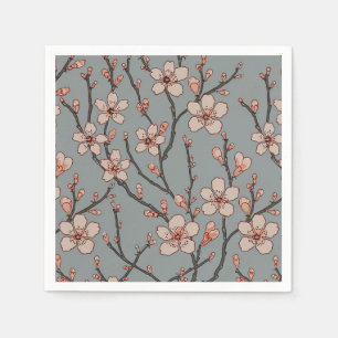 Elegant Sweet Pink Flower Blossom Cherry Pattern Napkin