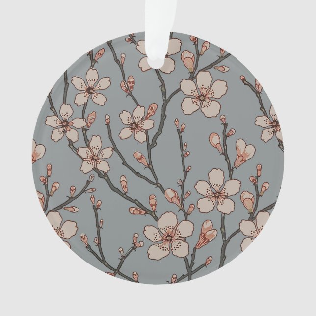 Elegant Sweet Pink Flower Blossom Cherry Pattern Ornament (Front)