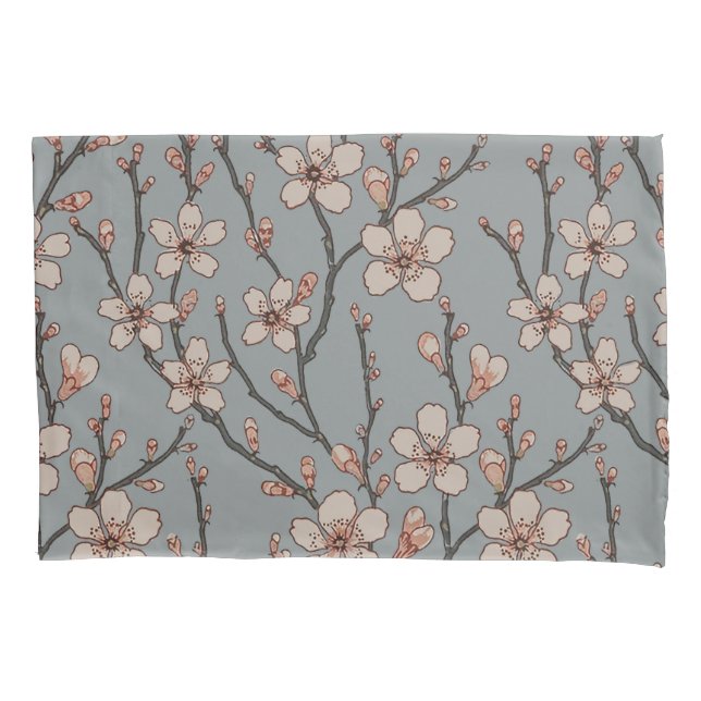 Elegant Sweet Pink Flower Blossom Cherry Pattern Pillowcase (Front)