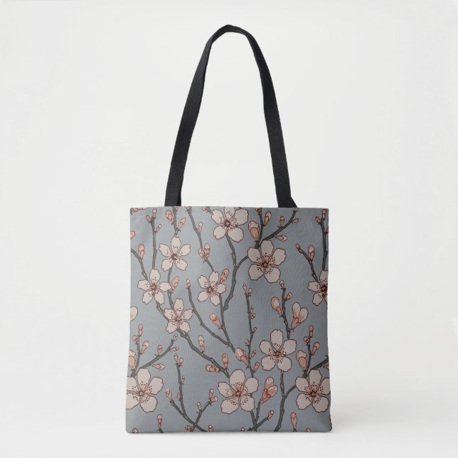 Elegant Sweet Pink Flower Blossom Cherry Pattern Tote Bag (Front)