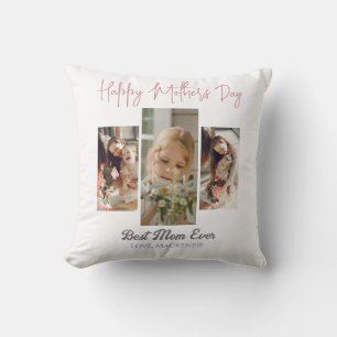 Elegant Sweet Pink Happy mothers Day Three photo Cushion