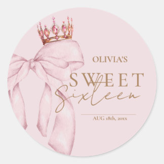 Elegant Sweet Sixteen Birthday Classic Round Sticker