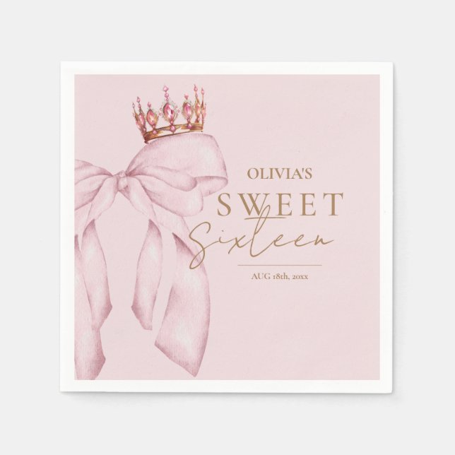 Elegant Sweet Sixteen Birthday Napkin (Front)