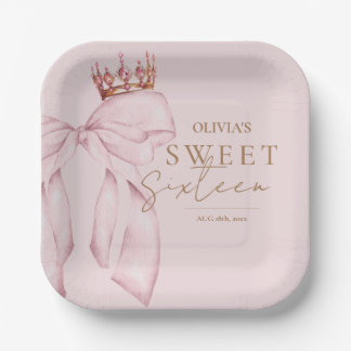 Elegant Sweet Sixteen Birthday Paper Plate